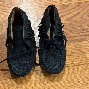 Navy Suede Kids Moccasins